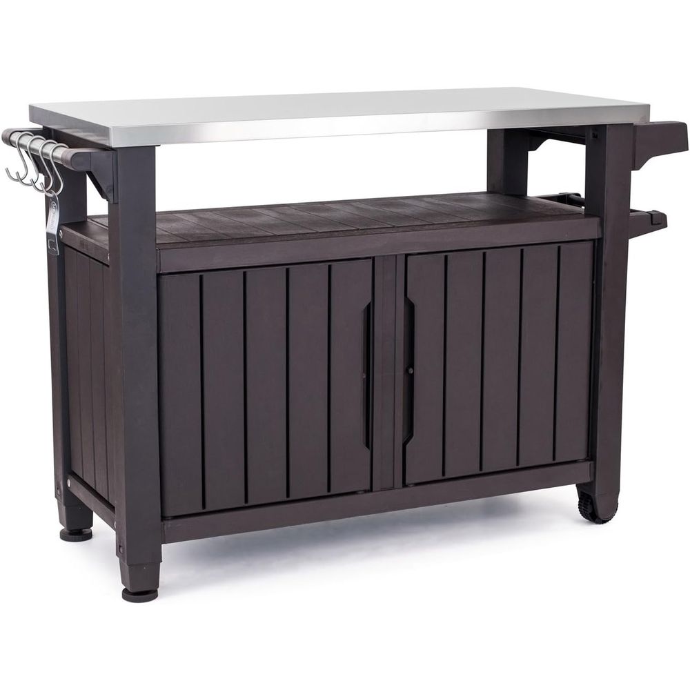 Commercial Kitchen Grill - Outdoor Rolling Table Cart for Food