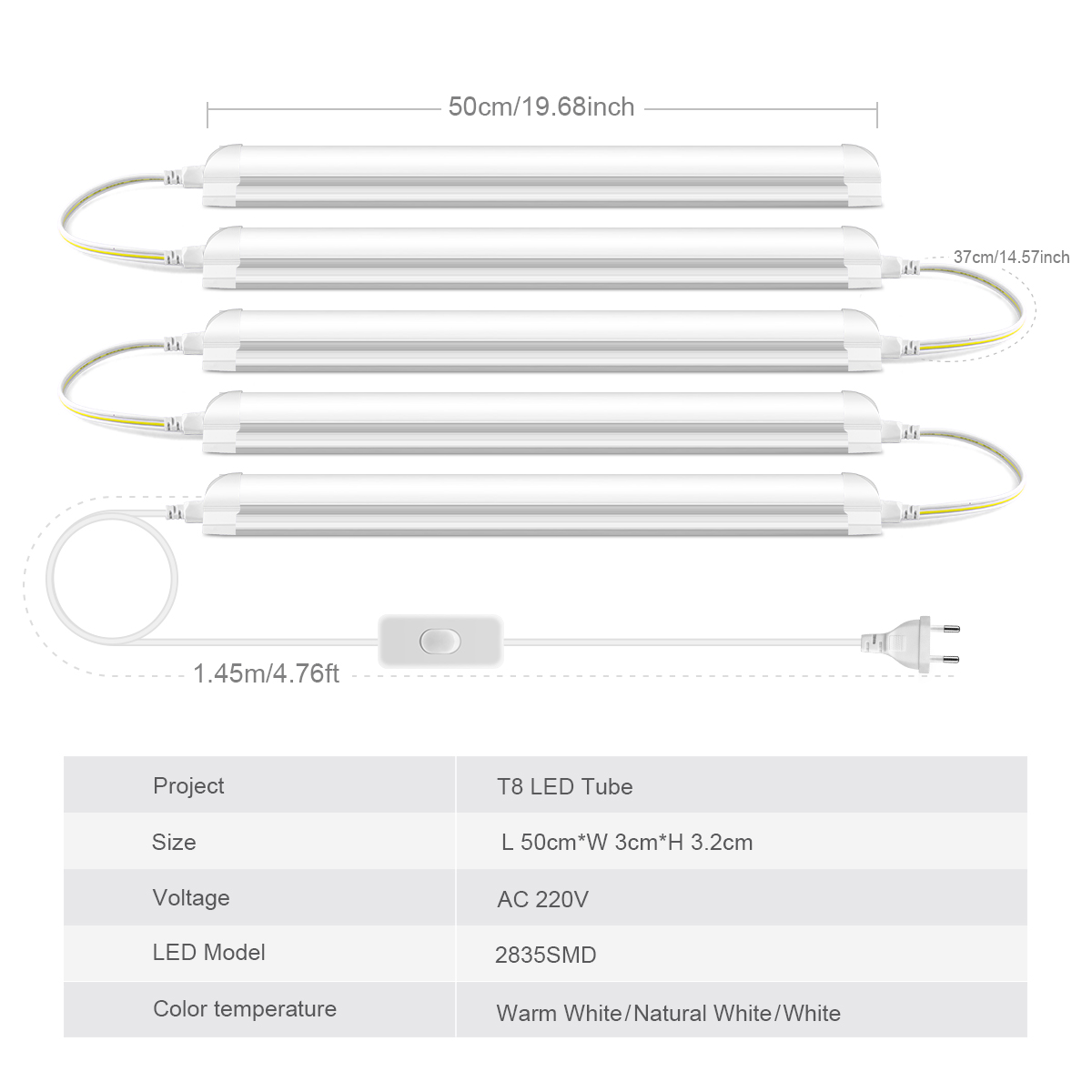 AC220V EU Plug T8 LED Tube Lig - Commercial Kitchen Youtube のレビューと価格