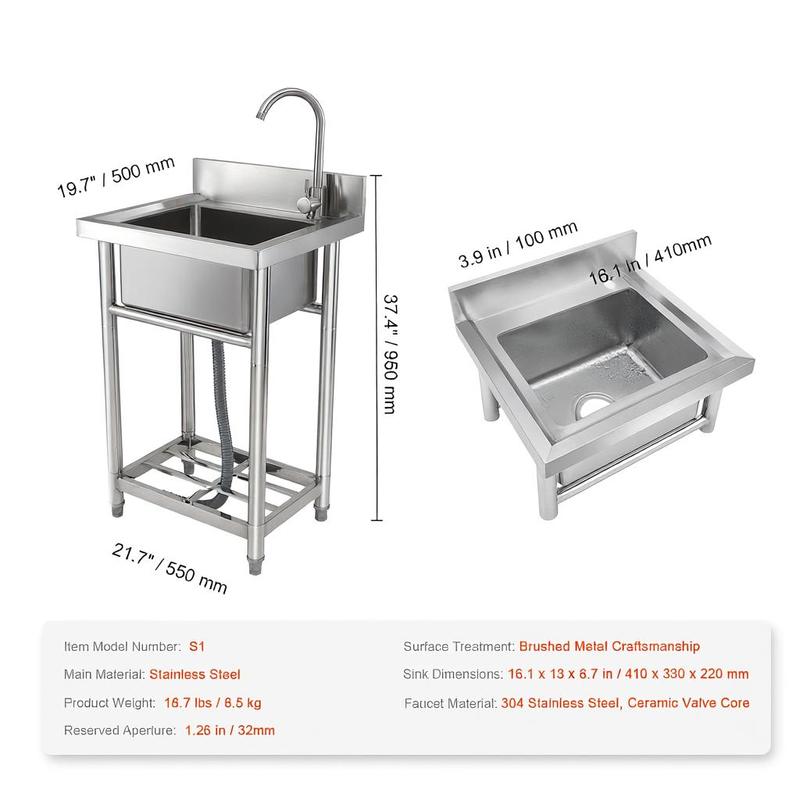Stainless steel washbasin, fre - Commercial Kitchen Tap のレビューと価格